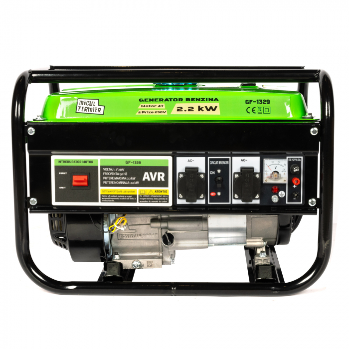 Generator de curent Micul Fermier GF-1329, 2200W, stabilizator tensiune AVR, monofazat, benzina, alerta nivel ulei, protectie suprasarcina, autonomie 6 ore, 2 ulei motor 0.6L [19]
