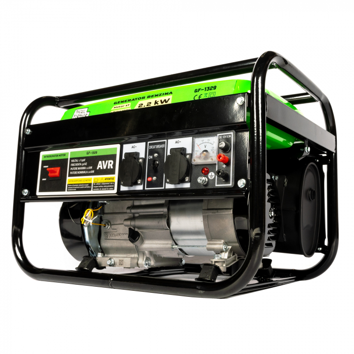 Generator de curent Micul Fermier GF-1329, 2200W, stabilizator tensiune AVR, monofazat, benzina, alerta nivel ulei, protectie suprasarcina, autonomie 6 ore, 2 ulei motor 0.6L [12]
