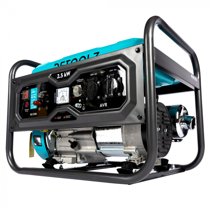 Generator Detoolz 2.5kW, 6.5CP, Benzină, 196CC, 15L, 4T, IP23, 2 Prize 230V, Portabil, Pornire Manuală [8]