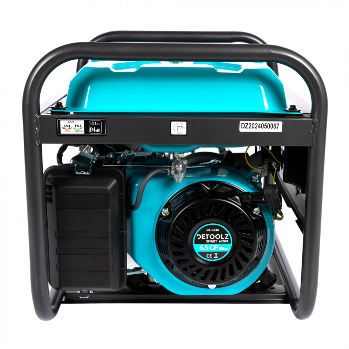 Generator Detoolz 2.5kW, 6.5CP, Benzină, 196CC, 15L, 4T, IP23, 2 Prize 230V, Portabil, Pornire Manuală [10]
