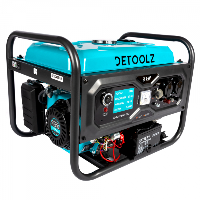 Generator Detoolz 3kW, 7CP, Benzină, 208CC, 2800W, Rezervor 15L, pornire la buton, 4T OHV, IP23 [1]
