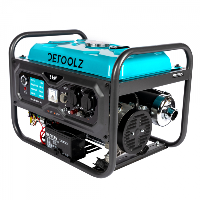 Generator Detoolz 3kW, 7CP, Benzină, 208CC, 2800W, Rezervor 15L, pornire la buton, 4T OHV, IP23 [12]