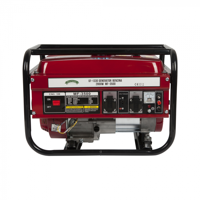 Generator de curent pe benzina Micul Fermier, MF-3500, 2800W, 4Cp monofazat, benzina, alerta nivel ulei, protectie suprasarcina, autonomie 6 ore, 2 ulei motor 0.6L [12]