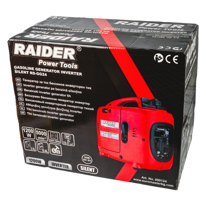 Generator pe benzină inverter RDP RD-GG24, 1.2 kW, 230V, funcționare silențioasă, priza 5V DC, pornire manuală [6]