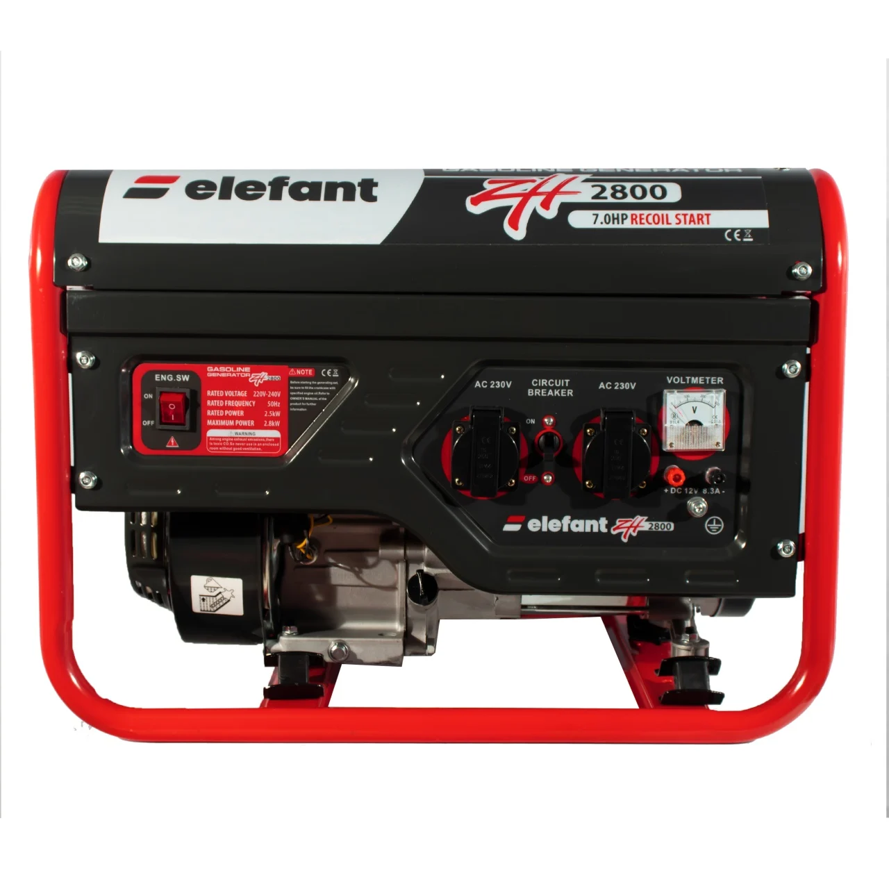 Generator pe benzina ZH2800 ELEFANT, iesire curent 2,8 kW,7 CP, Siguranță de pornire, voltmetru, întrerupător de curent [3]