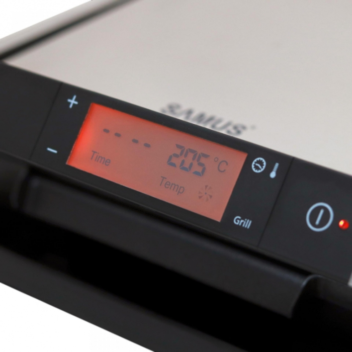 Gratar electric Samus GTS-2030ACX,  placi antiaderente, corp din otel inoxidabil, ecran inteligent digital, timer, functie de mentinere la cald, functie dezghetare, Inox/Negru [4]