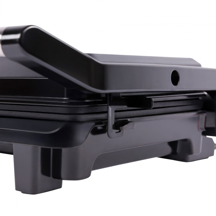 Gratar electric Tesla GR200BX, 1000 W, placi neaderente tip grill 25.5x18 cm, maner termorezistent cromat, deschidere 1800, negru/inox [2]