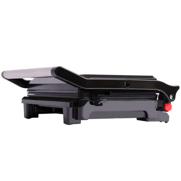 Gratar electric Tesla GR200BX, 1000 W, placi neaderente tip grill 25.5x18 cm, maner termorezistent cromat, deschidere 1800, negru/inox [4]