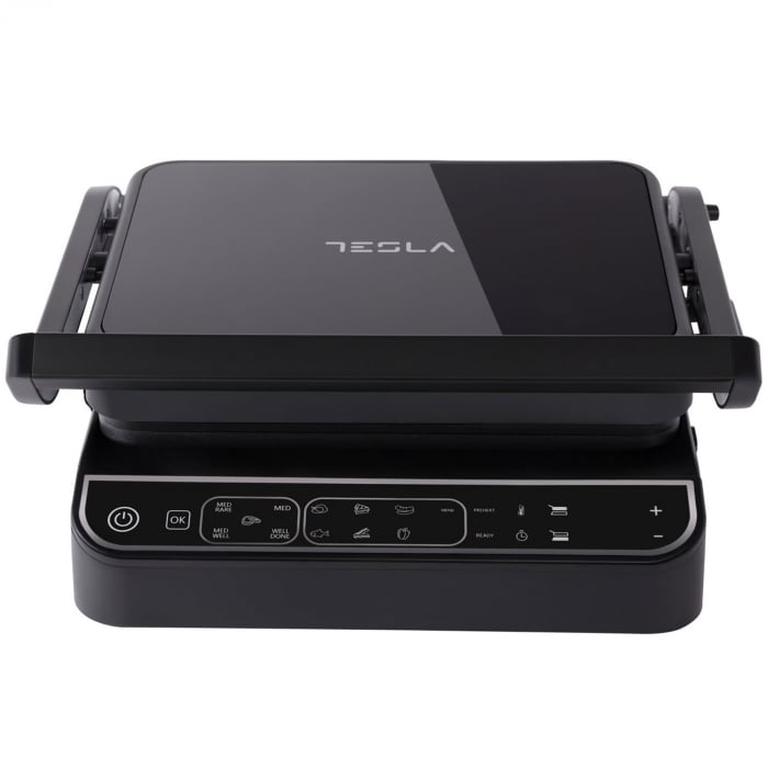 Gratar electric Tesla GR500BG, 2000 W, display LED, Control digital, 10 programe, placi detasabile reversibile 30x23 cm, Negru/sticla [4]