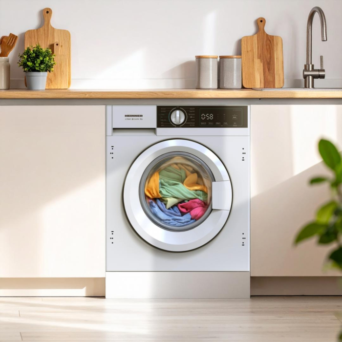 HEINNER Mașină de spălat rufe incorporabilă HEINNER HWM-BI914IVA+++, 9 Kg, 1400 rpm, motor Inverter, clasa A, 15 programe, funcție Steam, Baby Care, Start întârziat, alb [3]