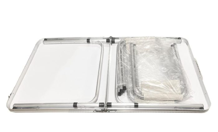 Set Camping Heinner, Masă Pliabilă Tip Servietă 120 x 60 cm și 4 Scaune Pliabile, Înălțime Reglabilă 55/62/70 cm, Cadru Aluminiu, Blat MDF, Transport Ușor [2]
