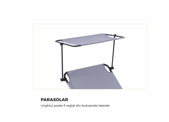 HEINNER SEZLONG CU PARASOLAR 186X55X24CM GRI [4]