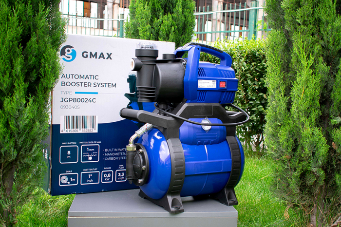 Hidrofor de mare putere Gmax JGP JGP80024C, putere 800 w, debit 3.3 m3/h, aspirare 8 m, refulare 38 m [6]