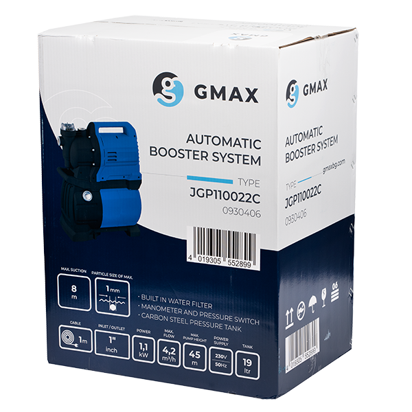 Hidrofor de mare putere Gmax JGP110022C, debit 4.2 m3/h, putere 1.1 kw, refulare 45 m, aspirare 8 m, bazin 19 l [2]
