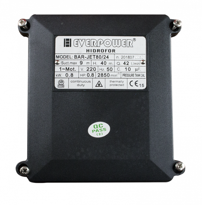 Hidrofor Pompa Fontă 800W, Rezervor 24L, Performanță Eficientă pentru Alimentare cu Apă, Irigații și Aplicatii Casnice, BAR-JET80/24 [5]