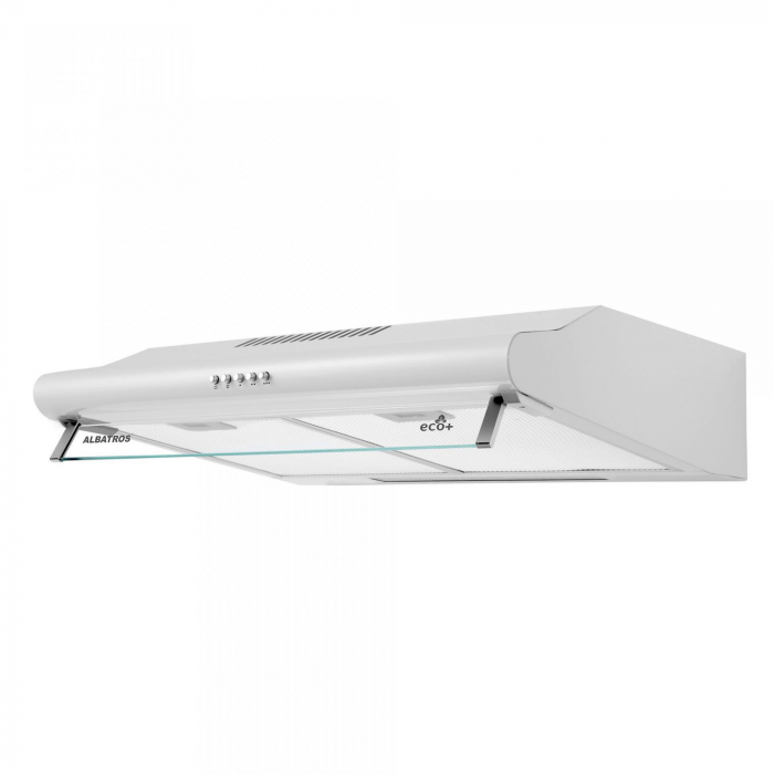 Hota Albatros H20A ECO+, 60 cm, 2 Motoare, 3 Trepte, Filtru Metalic Dublu, Geam Rabatabil, Alb [1]