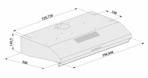 Hotă clasică Pyramis ECOLINE Alb, 60 cm, cu 2 motoare eficiente, capacitate de absorbție 279 m³/h, nivel de zgomot redus 48 dB și 3 trepte de viteză, finisaj alb elegant și rezistent [2]