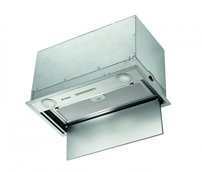 Hotă de bucătărie Pyramis Turbo Plus, total incorporabilă, 55 cm, motor puternic, absorbție 730 m³/h, control electronic și timer, design gri cu ramă inox rezistentă [2]