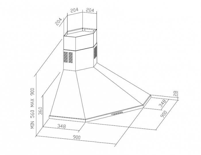 Hotă de colț CORNER KA142, 3 viteze, motor de 400 W, capacitate de absorbție 645 m³/h, finisaj inox gri, nivel de zgomot redus 43 dB, clasa energetică D, soluția practică și estetică pentru orice bucă [4]