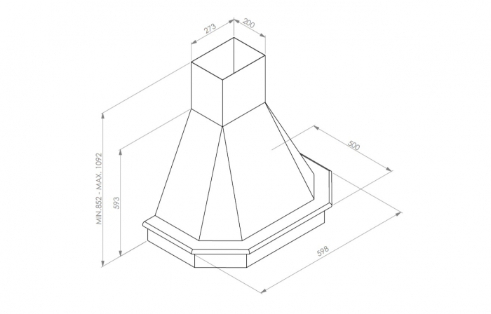 Hotă decor Rustic Chimney CHR117N Avena, 60 cm, motor cu turbină, capacitate de absorbție 440 m³/h, finisaj crem elegant și ramă decorativă din lemn natur, design rustic și funcțional [2]