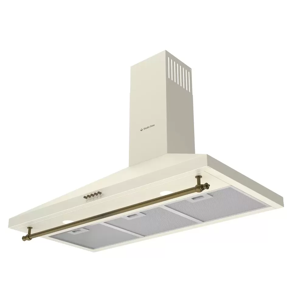 Hota decorativa cu design rustic Tosca Turbo 90 cm Studio Casa, Metodă ventilare Mixtă, Putere de absorbtie 645 m3/h, Dimensiuni (LxlxH) 89,6 x 45,2 x 69,5/88 cm,  Crem [3]