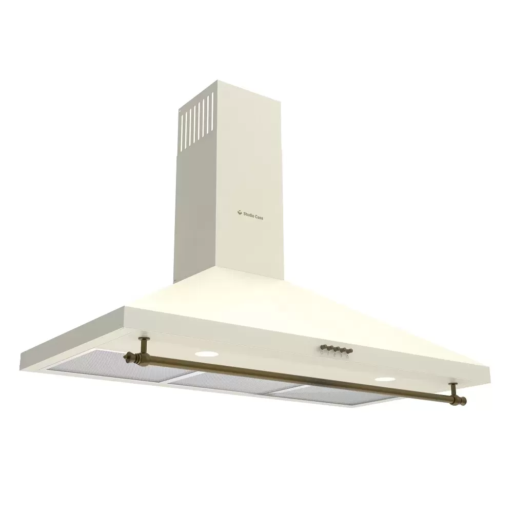 Hota decorativa cu design rustic Tosca Turbo 90 cm Studio Casa, Metodă ventilare Mixtă, Putere de absorbtie 645 m3/h, Dimensiuni (LxlxH) 89,6 x 45,2 x 69,5/88 cm,  Crem [4]