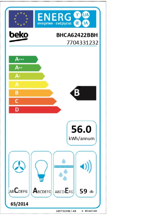 Hota decorativa inclinata Beko, 400m3/h, 3 trepte, LED, filtre carbon, negru [4]
