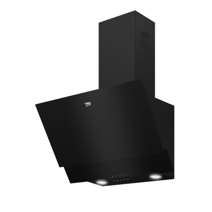 Hota decorativa inclinata Beko, 400m3/h, 3 trepte, LED, filtre carbon, negru [2]