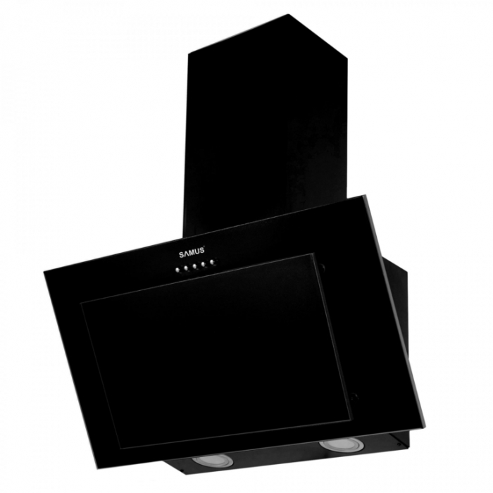 Hota decorativa inclinata Samus HSI635DLB, 350 mc/h, 1 motor,latime 60 cm, filtru de grasime din aluminiu, Neagra [1]
