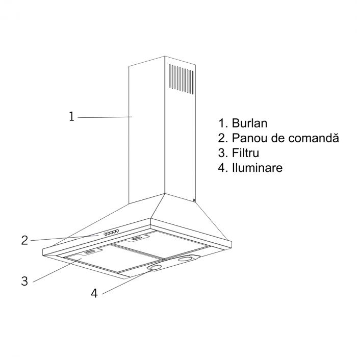 Hota decorativa Samus HS604DHR, Putere absorbtie 400 mc/h, 1 motor, 166 W, latime 60 cm,  Filtru metalic, Bej [2]