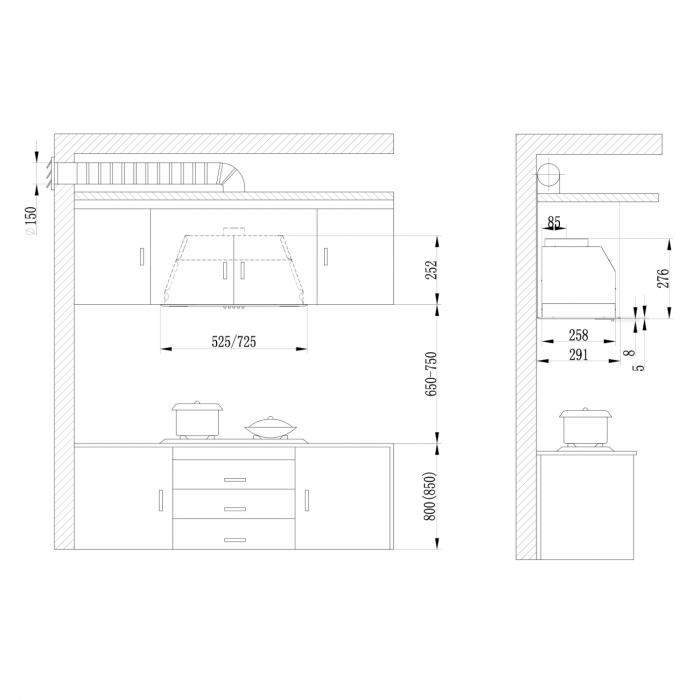 Hota decorativa Samus HS630DLB, tip turn,  1 motor, latime 60 cm, filtru tip dublu caseta din aluminiu, Neagra [2]