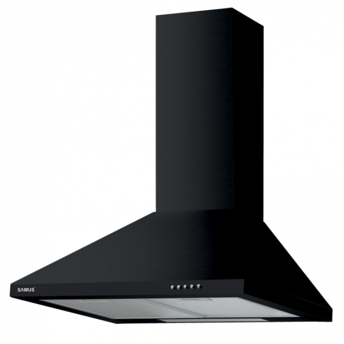 Hota decorativa Samus HS660DLB, tip turn, 600 mc/h, 1 motor, latime 60 cm, filtru de grasime din aluminiu,  3 trepte absorbtie, Neagra [1]