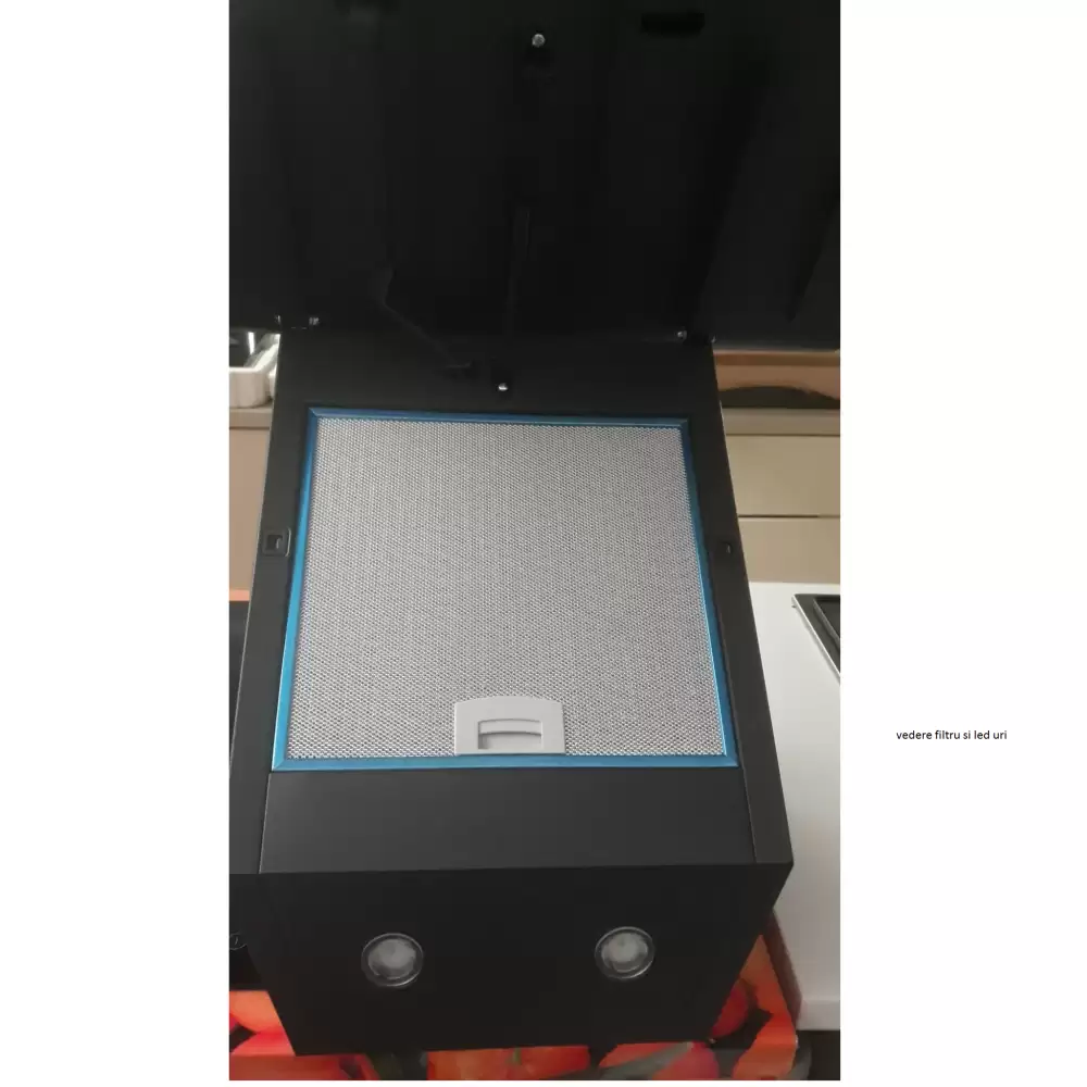 Hota decorativa Studio Casa Lenno Black, 60 cm, 1 Motor Tubo, Putere de absorbtie 400 m3/h, Metal si sticla neagra [3]