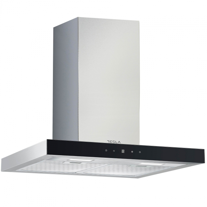 Hota decorativa Tesla DC600AXB, T-shape, 1 motor DC 75W, Putere de absorbtie 630 m3/h, control digital, afisaj LED, 60 cm, Inox/sticla neagra [4]