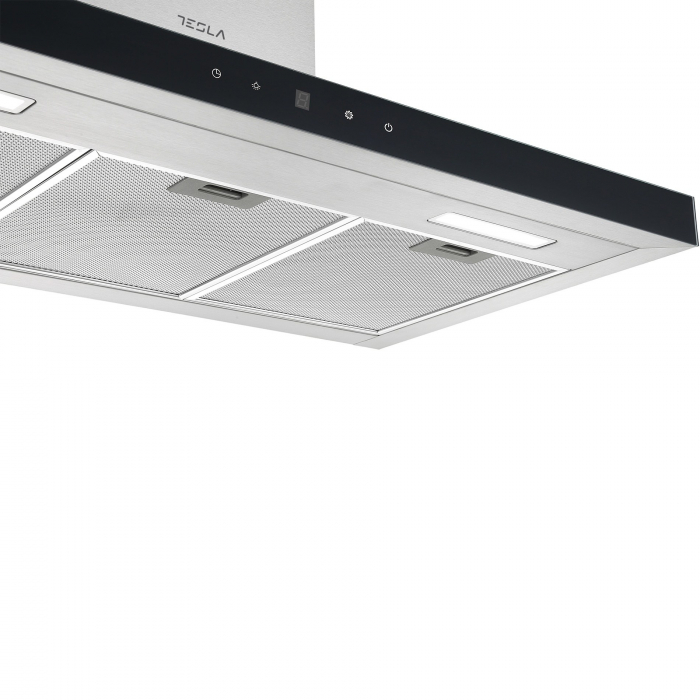 Hota decorativa Tesla DC900AXB, T-shape, 1 motor DC 75W, Putere de absorbtie 630 m3/h, control digital, afisaj LED, 90 cm, Inox/sticla neagra [5]