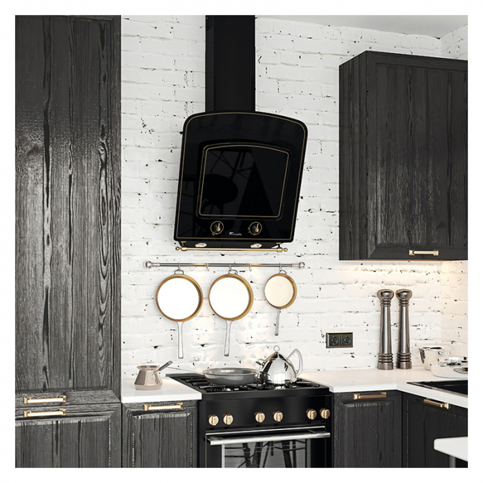 Hota Decorativa Tornado Retro 1000 (60) LED, 1 motor Turbo, latime 60 cm, 3 viteze, absorbtie 1000 m3/ora, filtru anti-grasimi aluminiu 5 straturi, Negru [4]