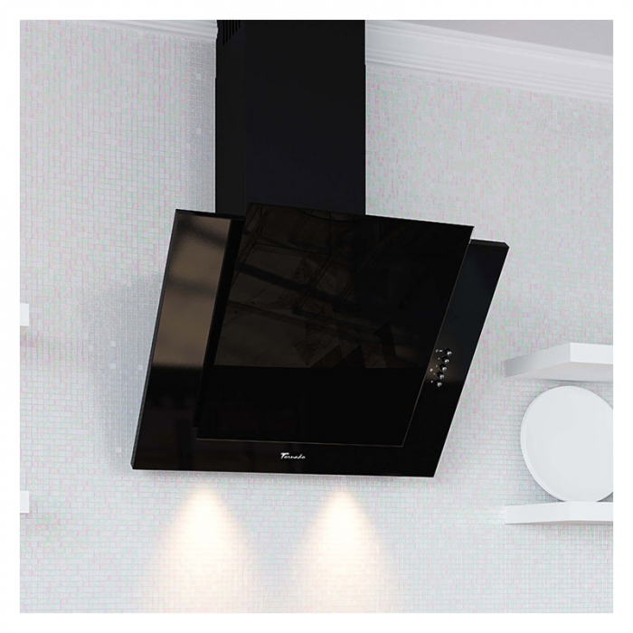 Hota Decorativa Tornado Vertikal 750 (60) LED, 1 motor Turbo, latime 60 cm, 3 viteze, absorbtie 750 m3/ora, filtru anti-grasimi aluminiu 5 straturi, Negru [3]