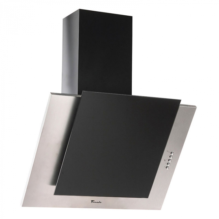 Hota Decorativa Tornado Vertikal 750 (60) LED, 1 motor Turbo, latime 60 cm, 3 viteze, absorbtie 750 m3/ora, filtru anti-grasimi aluminiu 5 straturi, Negru/Inox [1]