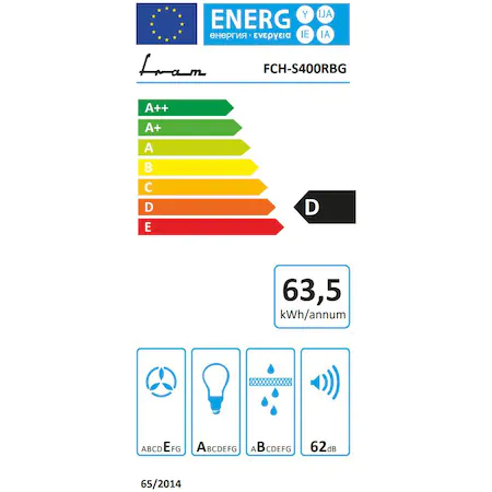 Hota incorporabila decorativa Fram FCH-S400RBG, Putere de absorbtie 281 m3/h., Lumina LED, 60 cm, Bej [2]