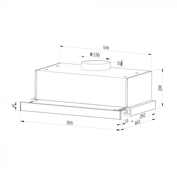 Hota incorporabila Samus HS6030TB, 300 mc/h, 1 motor, 67 W, latime 60 cm, Filtru tip dublu-caseta(din aluminiu), 2 trepte de absorbtie, Neagra [2]