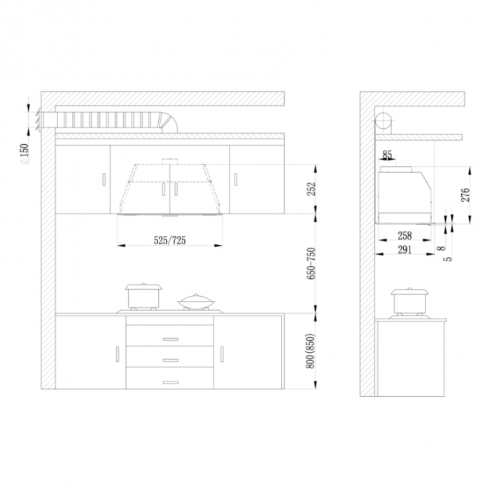 Hota incorporabila Samus HS6061DTGB, 611 mc/h, 1 motor, latime 60 cm, Afisaj led, filtru din aluminiu, control touch, Neagra [3]