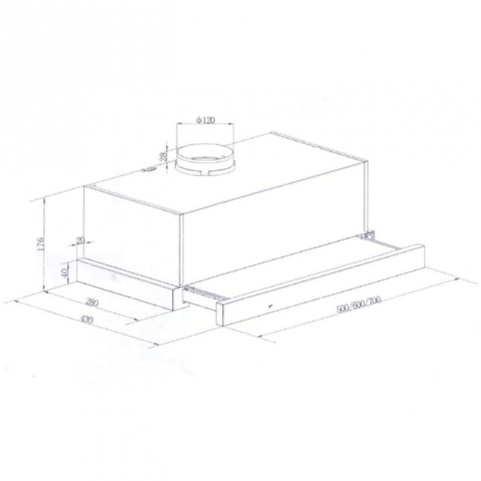 Hota incorporabila telescopica Heinner HTCH-440FS, Putere de absorbtie 325 mc/h, 1 motor, 60 cm, Inox [2]