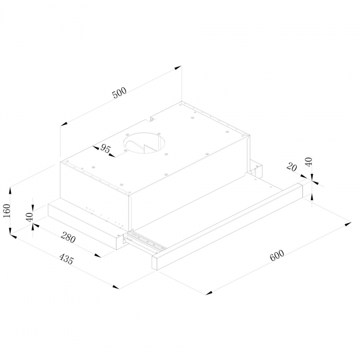Hota incorporabila telescopica Tesla DT600AX, 2 motoare, Putere de absorbtie 350m3/h, 2 viteze, Led 2W, 60 cm, Inox [5]