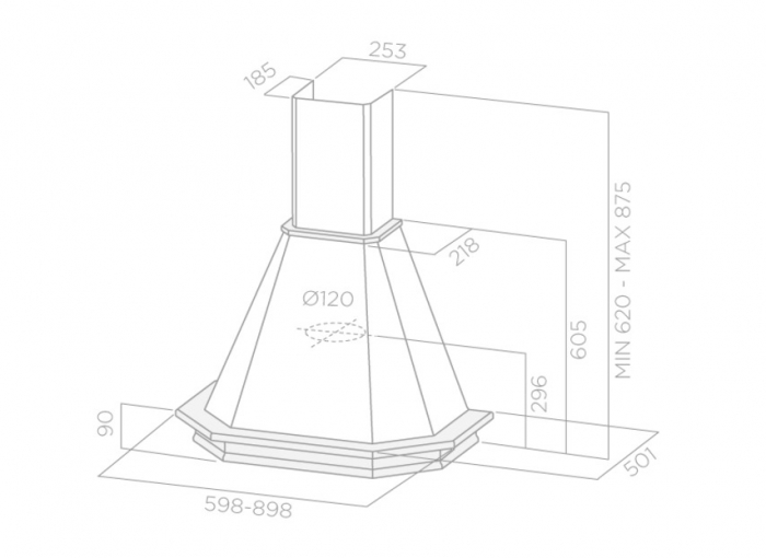 Hotă rustică Pyramis EL60, 60 cm, capacitate de absorbție 368 m³/h, finisaj bej și ramă decorativă din lemn natur, combinație armonioasă între tradițional și modern [3]