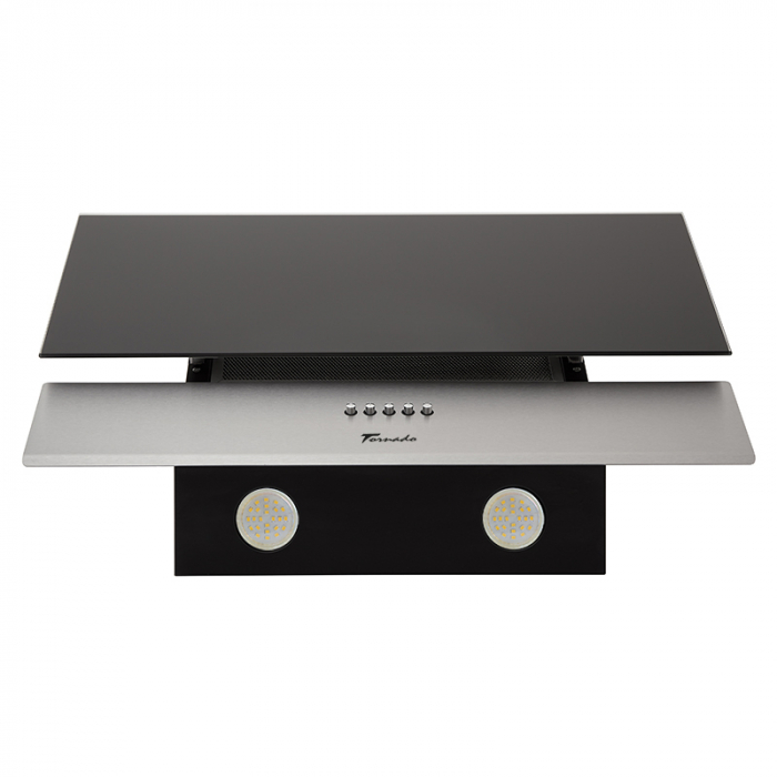 Hota Tornado Lana New 700 (60) LED, 1 motor Turbo, latime 60 cm, 3 viteze, absorbtie 700 m3/ora, filtru anti-grasimi aluminiu 5 straturi, Negru/Inox [5]