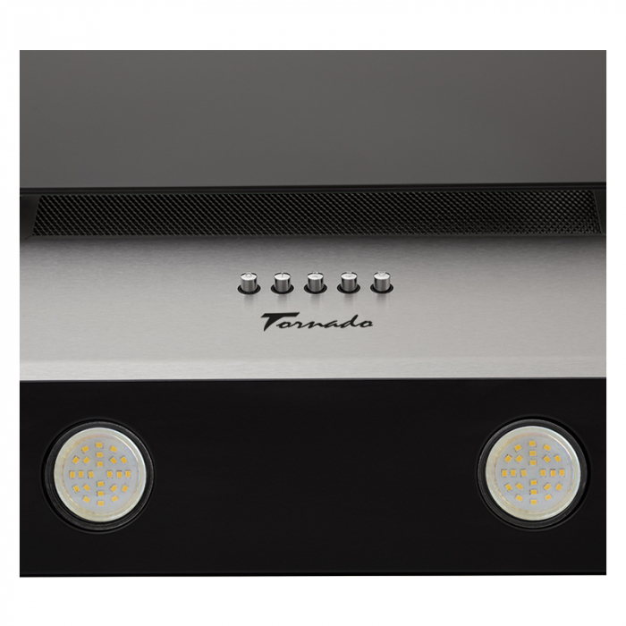 Hota Tornado Lana New 700 (60) LED, 1 motor Turbo, latime 60 cm, 3 viteze, absorbtie 700 m3/ora, filtru anti-grasimi aluminiu 5 straturi, Negru/Inox [4]