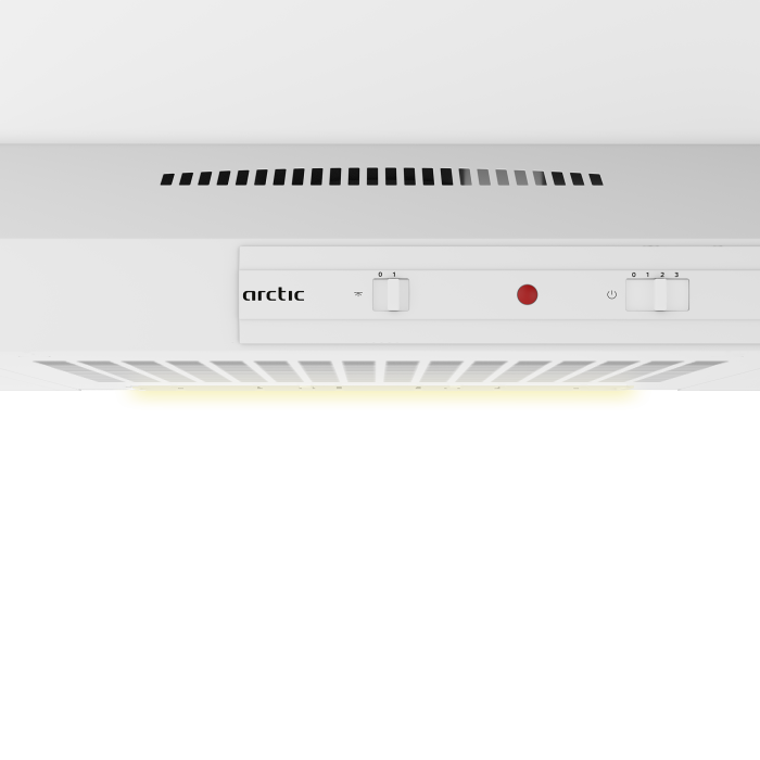 Hota traditionala Arctic AH511, 125 W, capacitate absorbtie 135-295 m3/h, Clasa D, 3 trepte de viteza, Iluminare LED, filtru metalic, control mecanic, Alb [2]