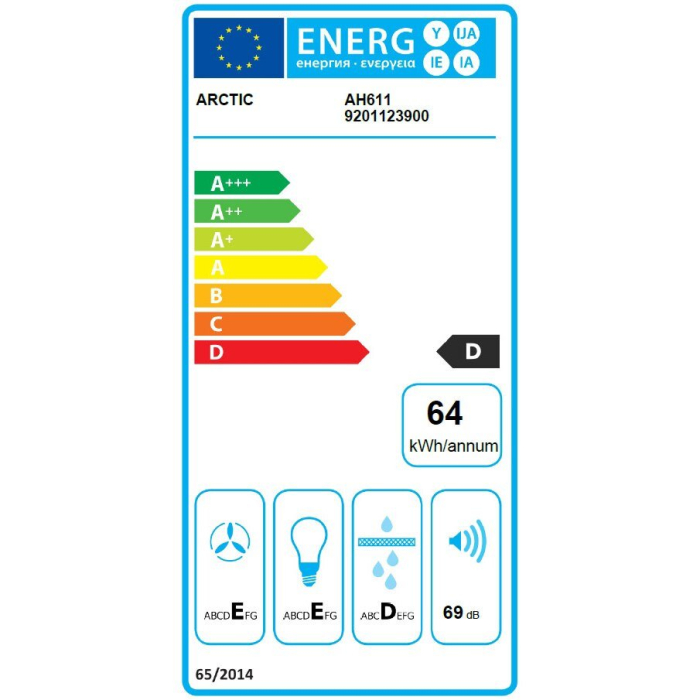 Hota traditionala Arctic AH611, Putere de absorbtie 295 mc/h, Iluminare LED, 1 motor, 60 cm, Alb [6]