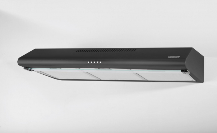 Hota traditionala Heinner HCH-490-BK, 2 motoare, Putere de absorbtie 304.5 m3/h, Lumina LED, 3 trepte de viteza, 90 cm, Negru [2]