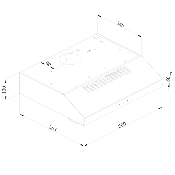 Hota traditionala Tesla DB601AXB, 2 motoare, Putere de absorbtie 350m3/h, Touch control, 3 viteze, Led 2x2W, 60 cm, Inox/negru [4]
